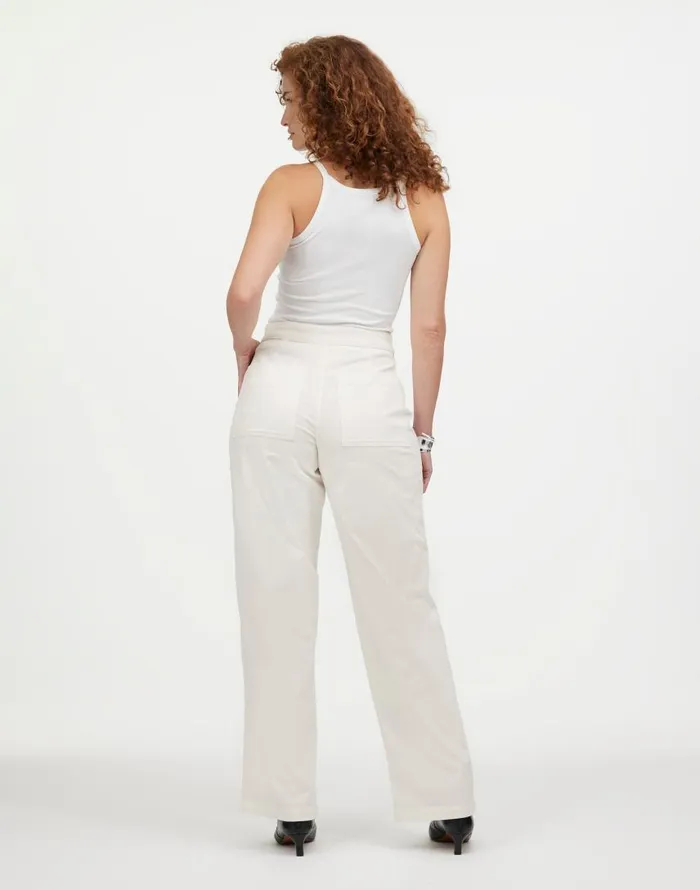 Pants Women Madewell The Curvy Emmett WideLeg Pant In Corduroy Welt Pocket Edition Winter White