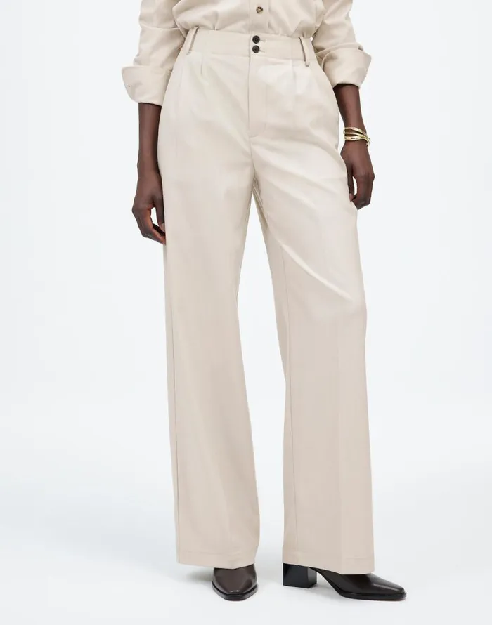 Pants Women Madewell The Harlow WideLeg Pant In Flannel Pebble Stone