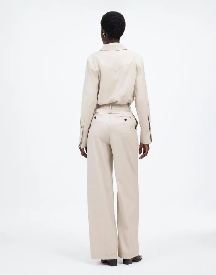 Pants Women Madewell The Harlow WideLeg Pant In Flannel Pebble Stone