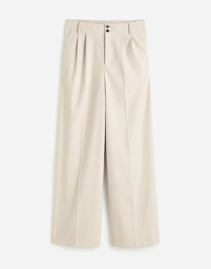 Pants Women Madewell The Harlow WideLeg Pant In Flannel Pebble Stone