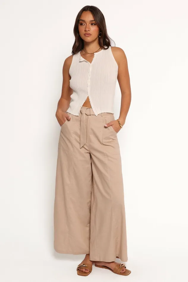 Pants Women Petal and Pup Sadie Wide Leg Pant Oatmeal