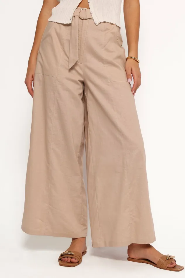 Pants Women Petal and Pup Sadie Wide Leg Pant Oatmeal