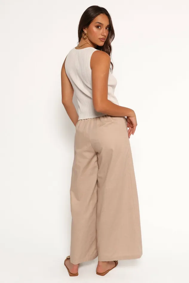 Pants Women Petal and Pup Sadie Wide Leg Pant Oatmeal