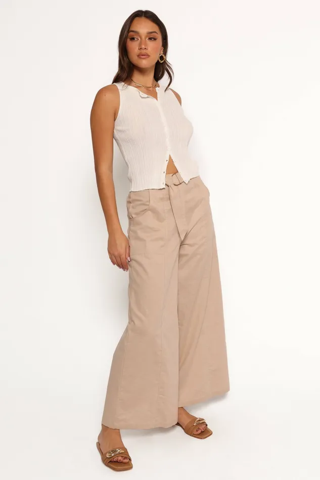 Pants Women Petal and Pup Sadie Wide Leg Pant Oatmeal