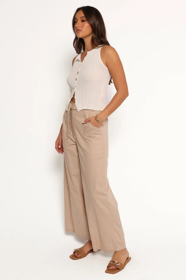 Pants Women Petal and Pup Sadie Wide Leg Pant Oatmeal