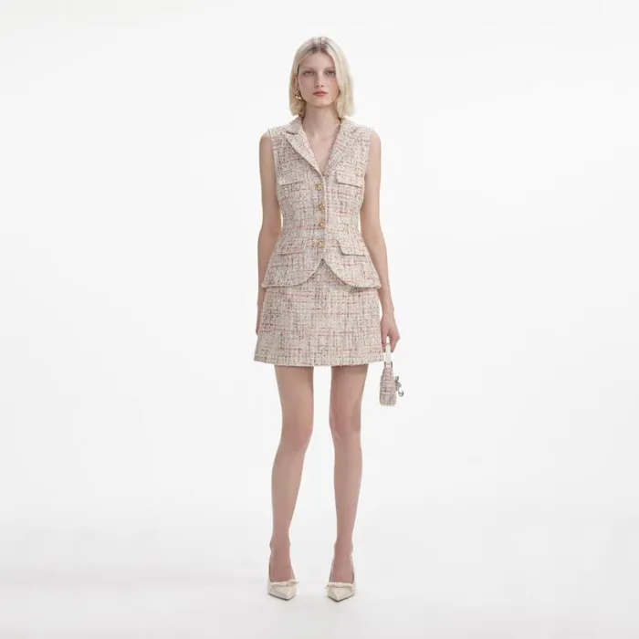 Pastel Boucle Tailored Mini Dress Women Self Portrait Dresses