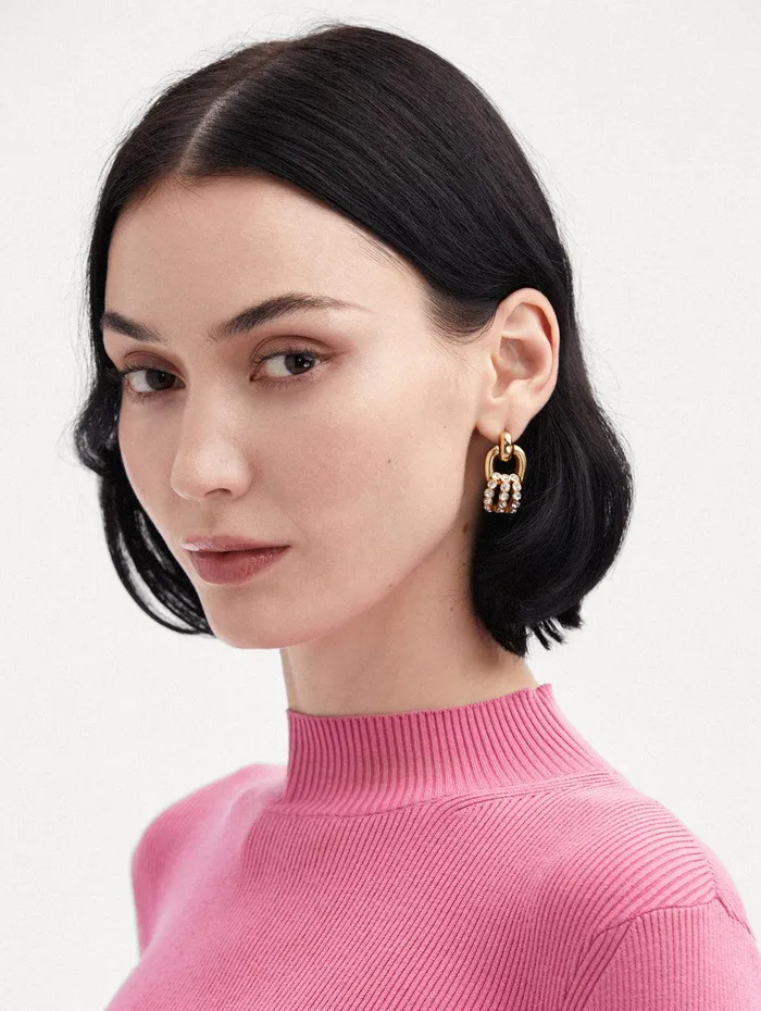 Pav Link Earrings Crystal Women Oscar De La Renta Earrings