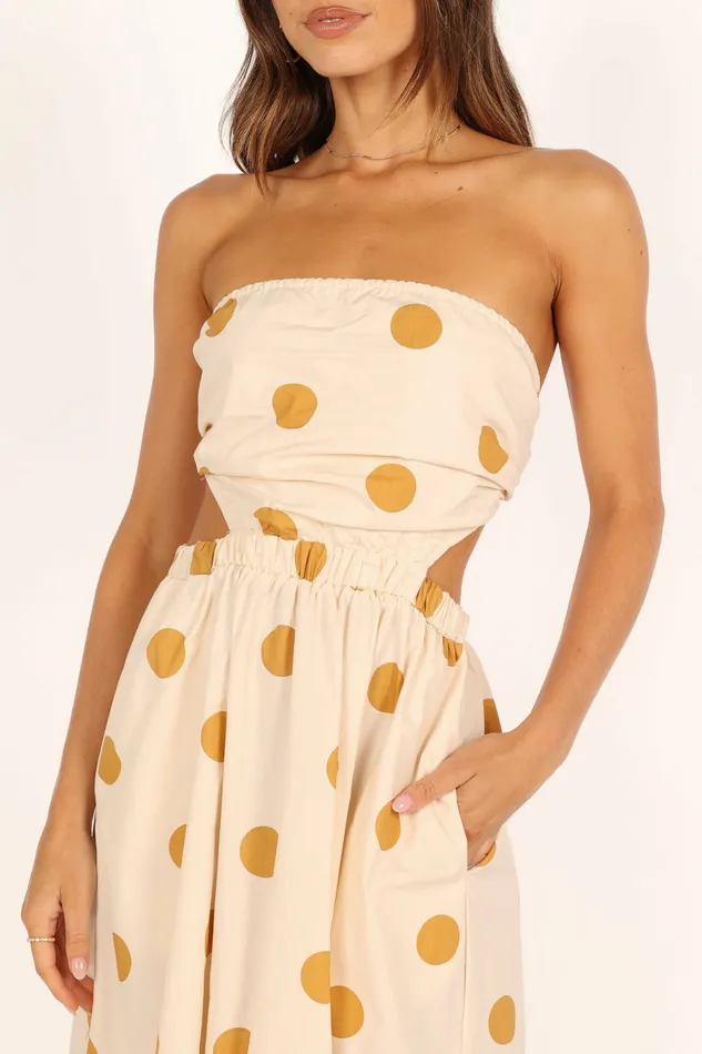 Petal and Pup Angelique Dress Beige Spot Women Strapless Dresses