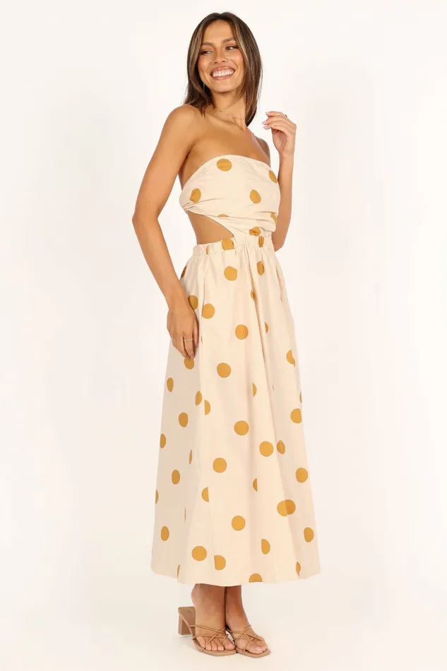 Petal and Pup Angelique Dress Beige Spot Women Strapless Dresses