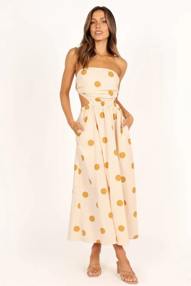 Petal and Pup Angelique Dress Beige Spot Women Strapless Dresses