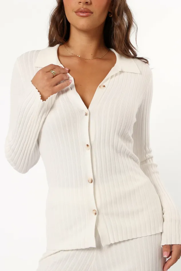 Petal and Pup Aylia Ribbed Knit Set Off White Women Matching Sets