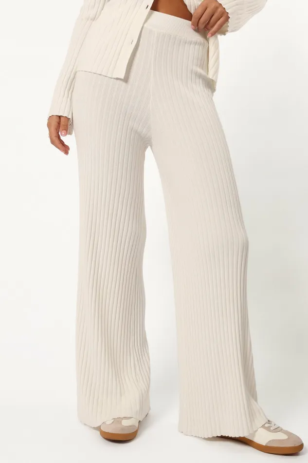 Petal and Pup Aylia Ribbed Knit Set Off White Women Matching Sets
