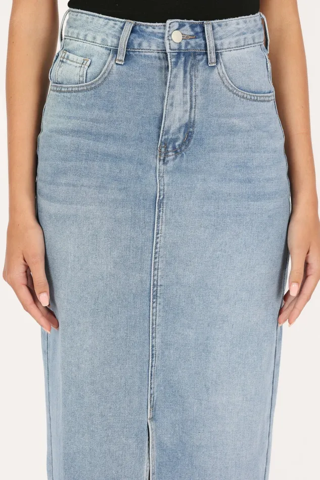 Petal and Pup Dana Denim Midi Skirt Blue Wash Women Skirts