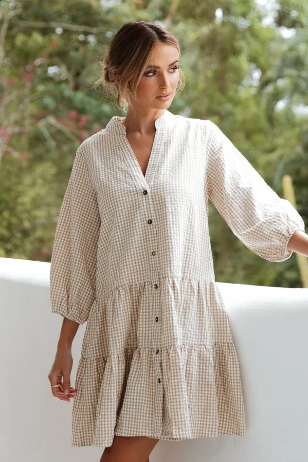 Petal and Pup Daria Dress Beige Women Fall Dresses