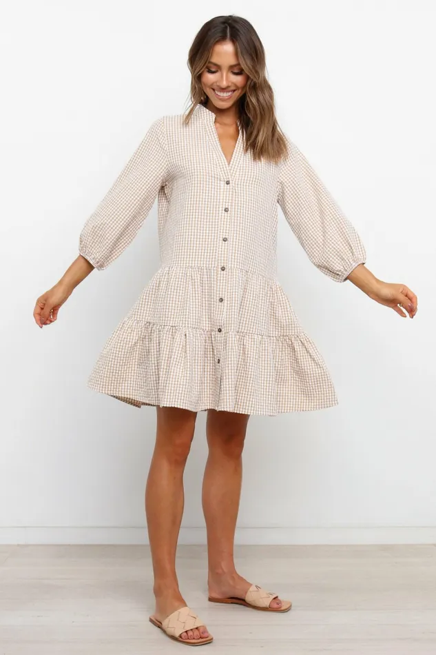 Petal and Pup Daria Dress Beige Women Fall Dresses