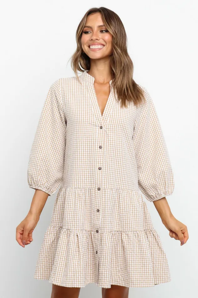 Petal and Pup Daria Dress Beige Women Fall Dresses