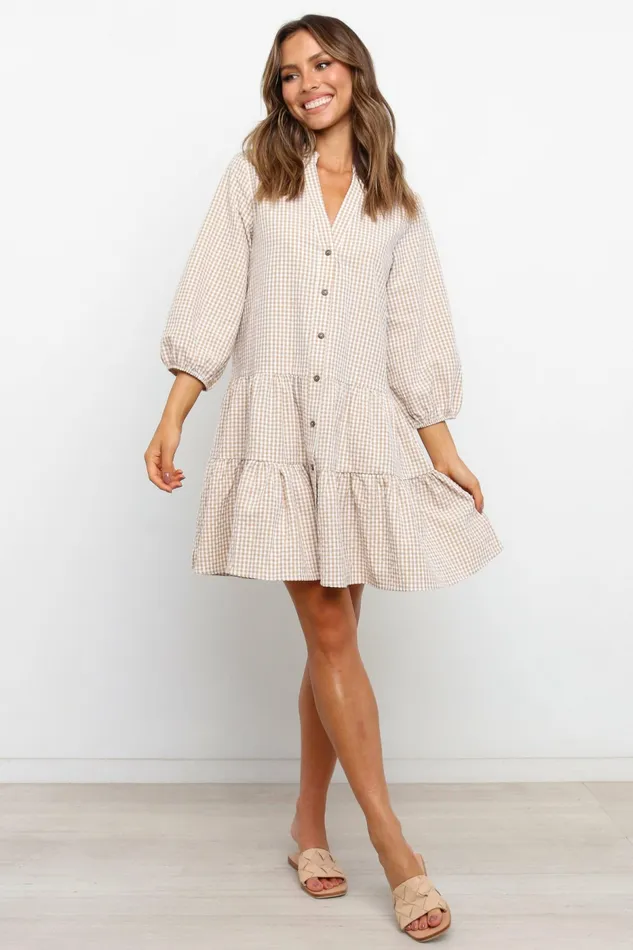 Petal and Pup Daria Dress Beige Women Fall Dresses