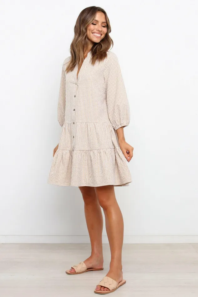 Petal and Pup Daria Dress Beige Women Fall Dresses