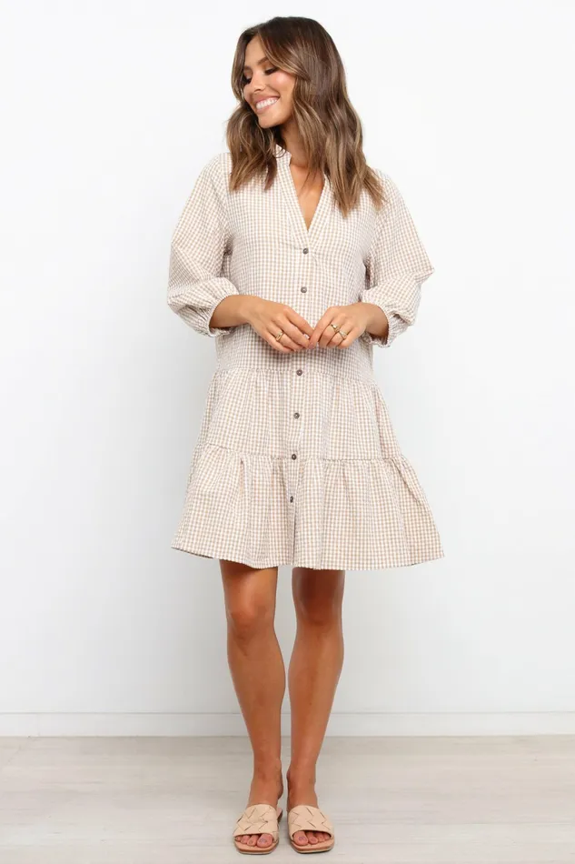 Petal and Pup Daria Dress Beige Women Fall Dresses