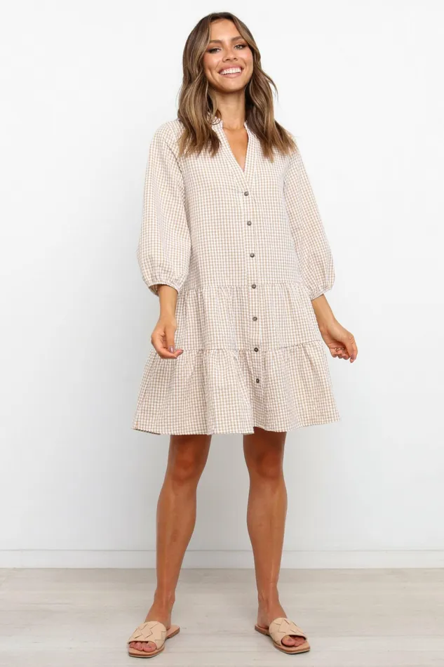 Petal and Pup Daria Dress Beige Women Fall Dresses