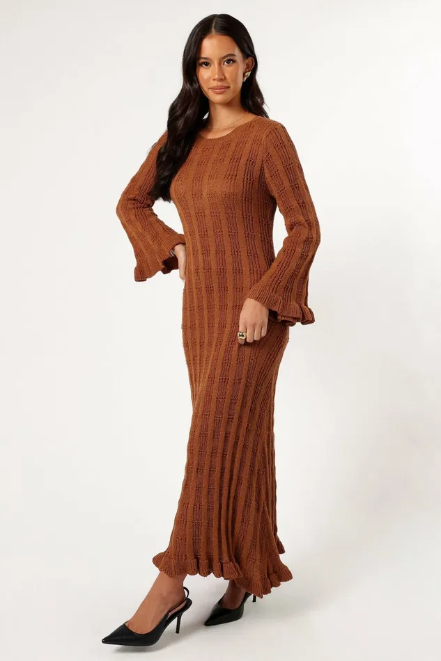 Petal and Pup Dresses Women Colter Long Sleeve Maxi Dress Bronze