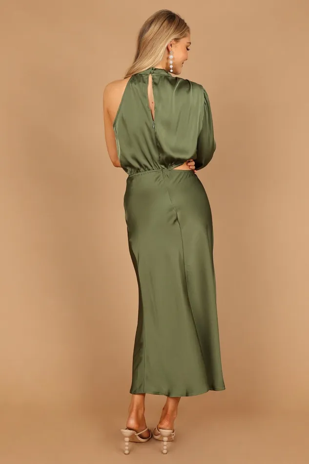 Petal and Pup Event Dresses Women Amelie One Shoulder Midi Dress Olive