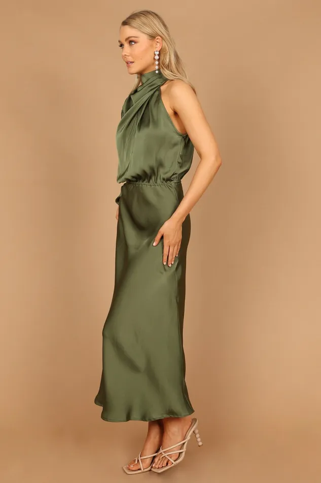 Petal and Pup Event Dresses Women Amelie One Shoulder Midi Dress Olive