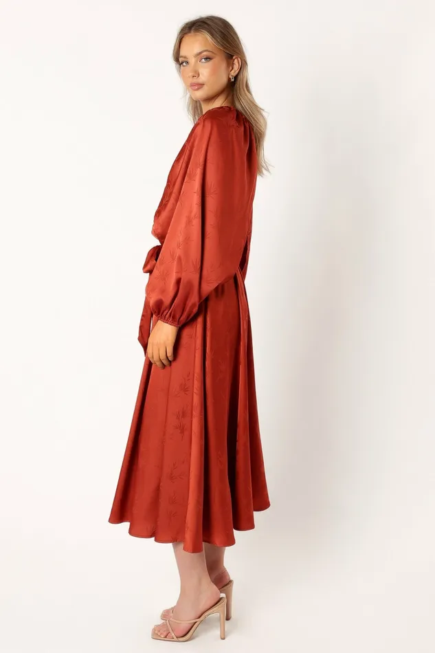 Petal and Pup Lexie Long Sleeve Midi Dress Bronze Women Floral Dresses