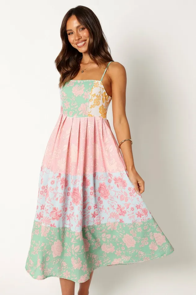 Petal and Pup Linen Dresses Women Shelby Midi Dress Multi