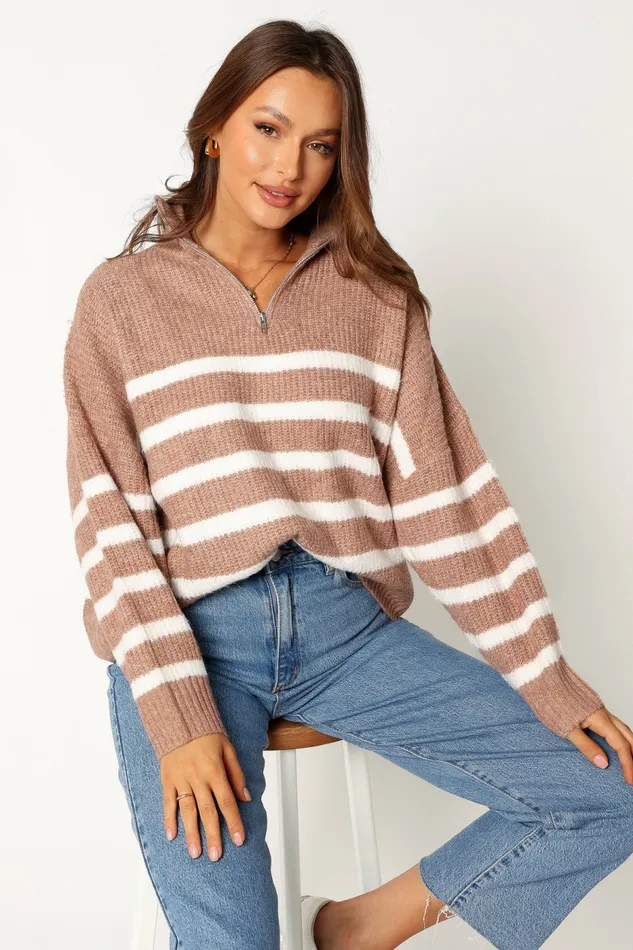 Petal and Pup Sweaters Women Miranda Knit Sweater Taupe
