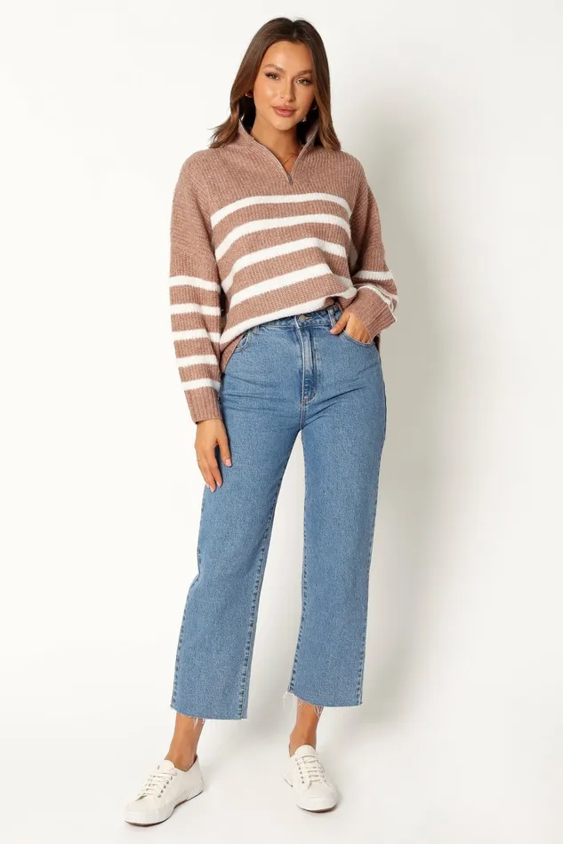 Petal and Pup Sweaters Women Miranda Knit Sweater Taupe