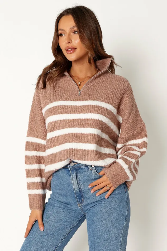 Petal and Pup Sweaters Women Miranda Knit Sweater Taupe