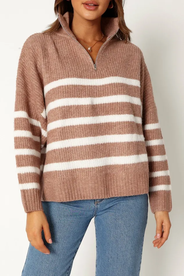 Petal and Pup Sweaters Women Miranda Knit Sweater Taupe
