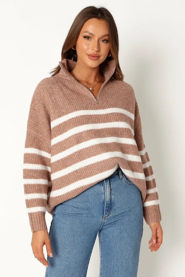 Petal and Pup Sweaters Women Miranda Knit Sweater Taupe
