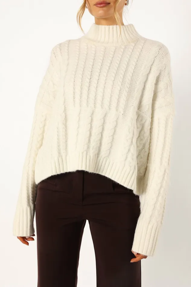 Petal and Pup Sweaters Women Skye Knit Sweater White