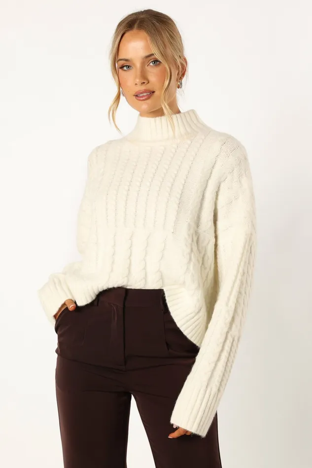 Petal and Pup Sweaters Women Skye Knit Sweater White