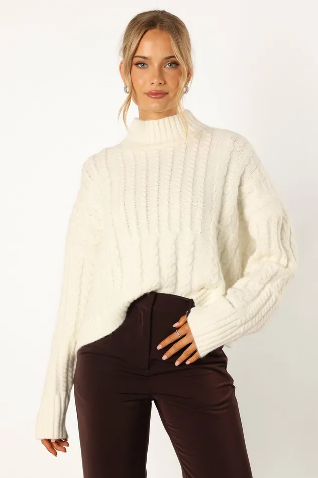 Petal and Pup Sweaters Women Skye Knit Sweater White