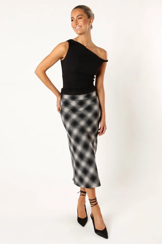 Petal and Pup Ursula Plaid Skirt Charcoal Women Skirts