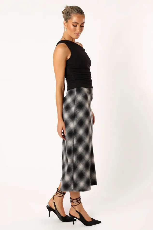 Petal and Pup Ursula Plaid Skirt Charcoal Women Skirts