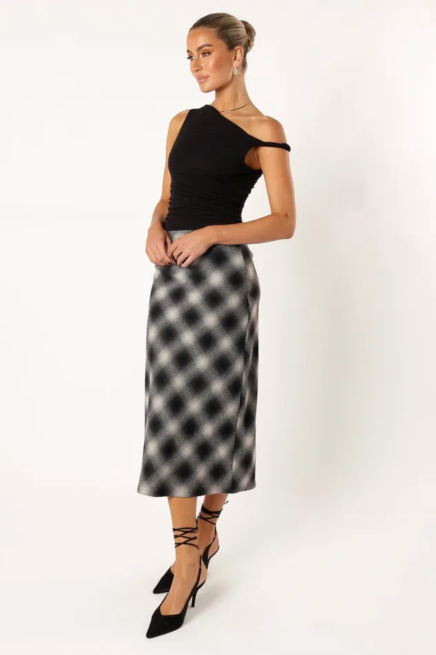 Petal and Pup Ursula Plaid Skirt Charcoal Women Skirts