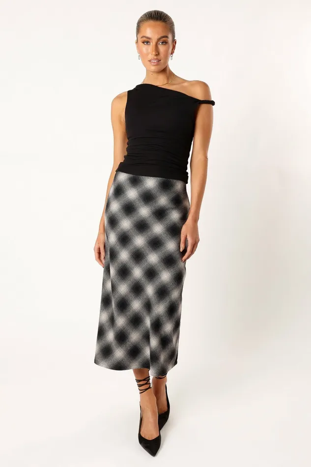 Petal and Pup Ursula Plaid Skirt Charcoal Women Skirts