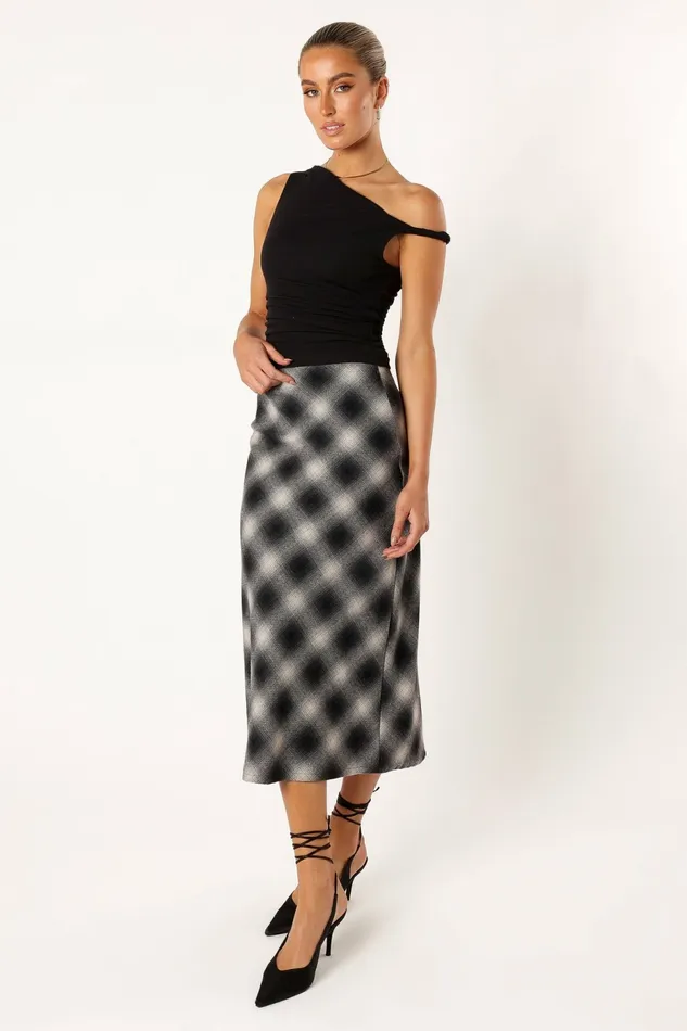 Petal and Pup Ursula Plaid Skirt Charcoal Women Skirts