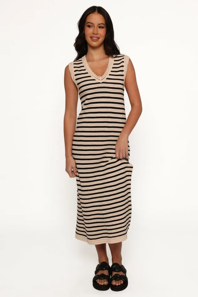 Petal and Pup Vega Midi Dress Black Stripe Women Dresses