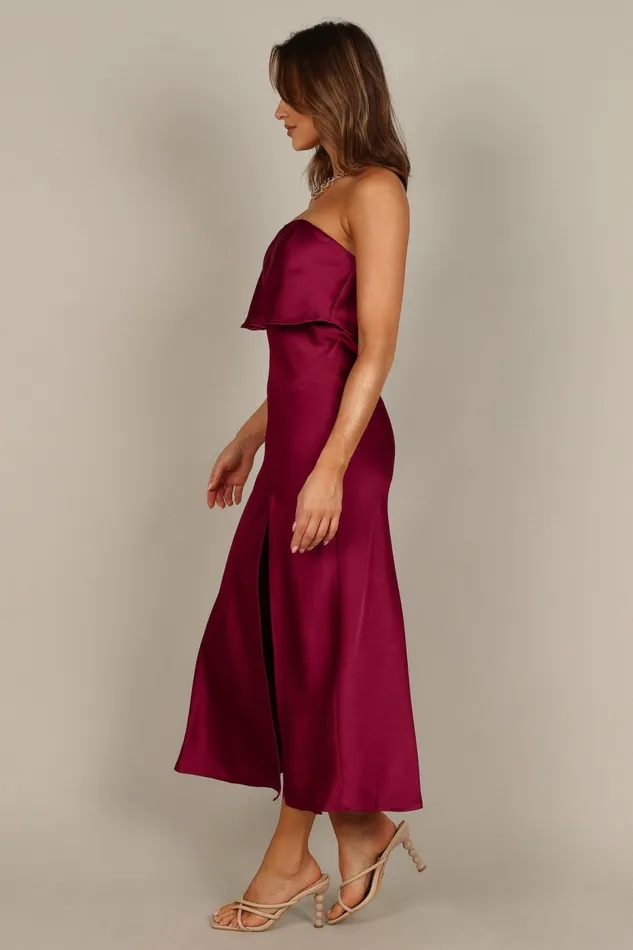 Petal and Pup Vienna Strapless Midi Dress Berry Women Event Dresses
