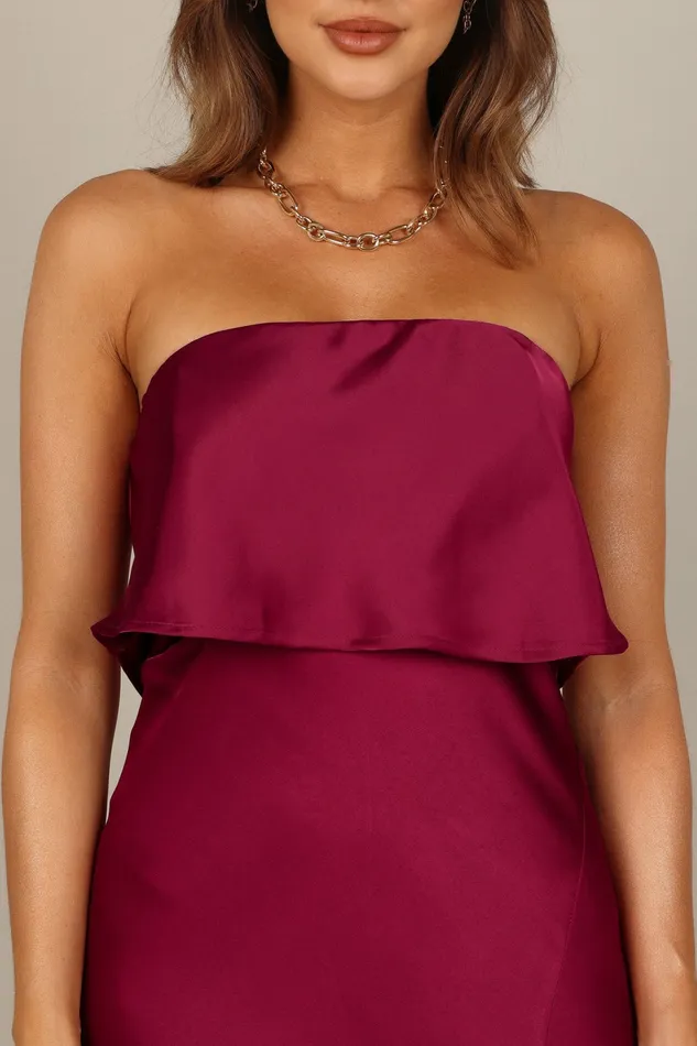 Petal and Pup Vienna Strapless Midi Dress Berry Women Event Dresses