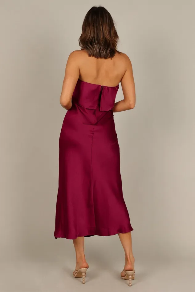 Petal and Pup Vienna Strapless Midi Dress Berry Women Event Dresses