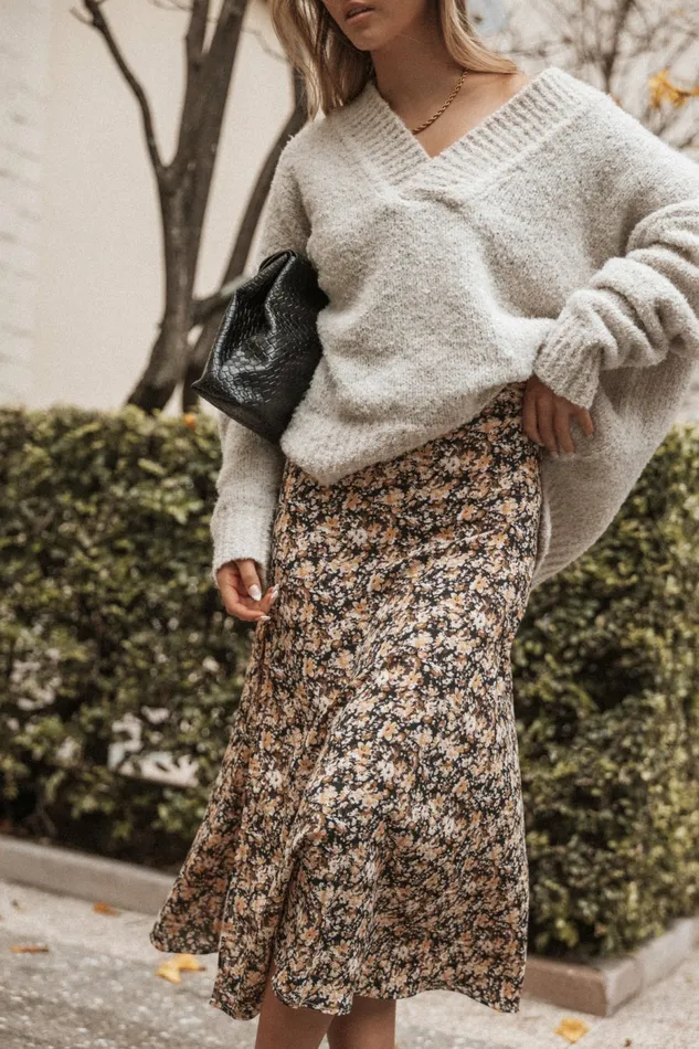 Petal and Pup Willow Midi Skirt Black Ditsy Floral Women Skirts