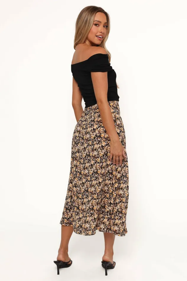 Petal and Pup Willow Midi Skirt Black Ditsy Floral Women Skirts