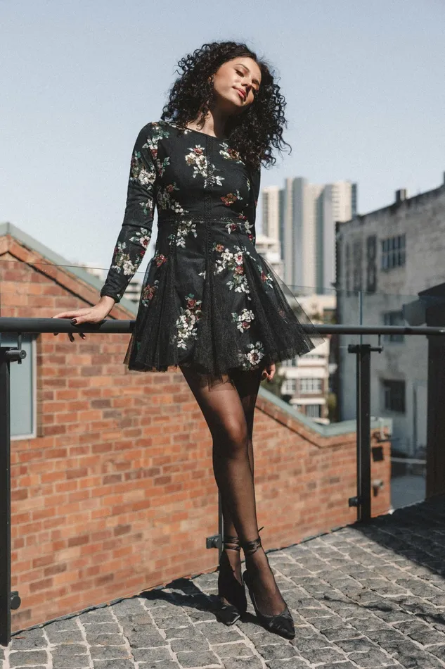 Petal and Pup Woodsen Long Sleeve Mini Dress Black Floral Women Floral Dresses Petal and Pup Woodsen Long Sleeve Mini Dress Black Floral Women Floral Dresses