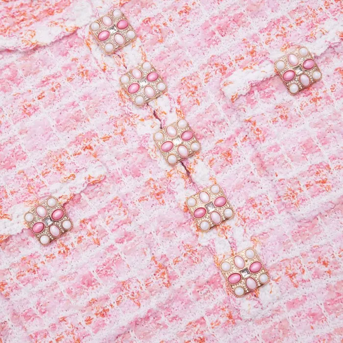 Pink Check Knit Mini Dress Women Self Portrait Dresses Pink Check Knit Mini Dress Women Self Portrait Dresses